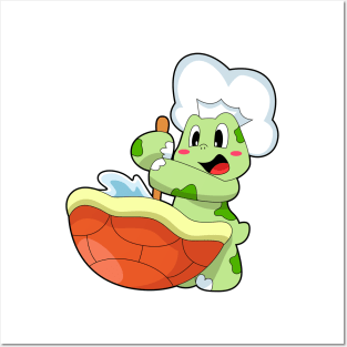 Turtle Chef Cooking pot Posters and Art